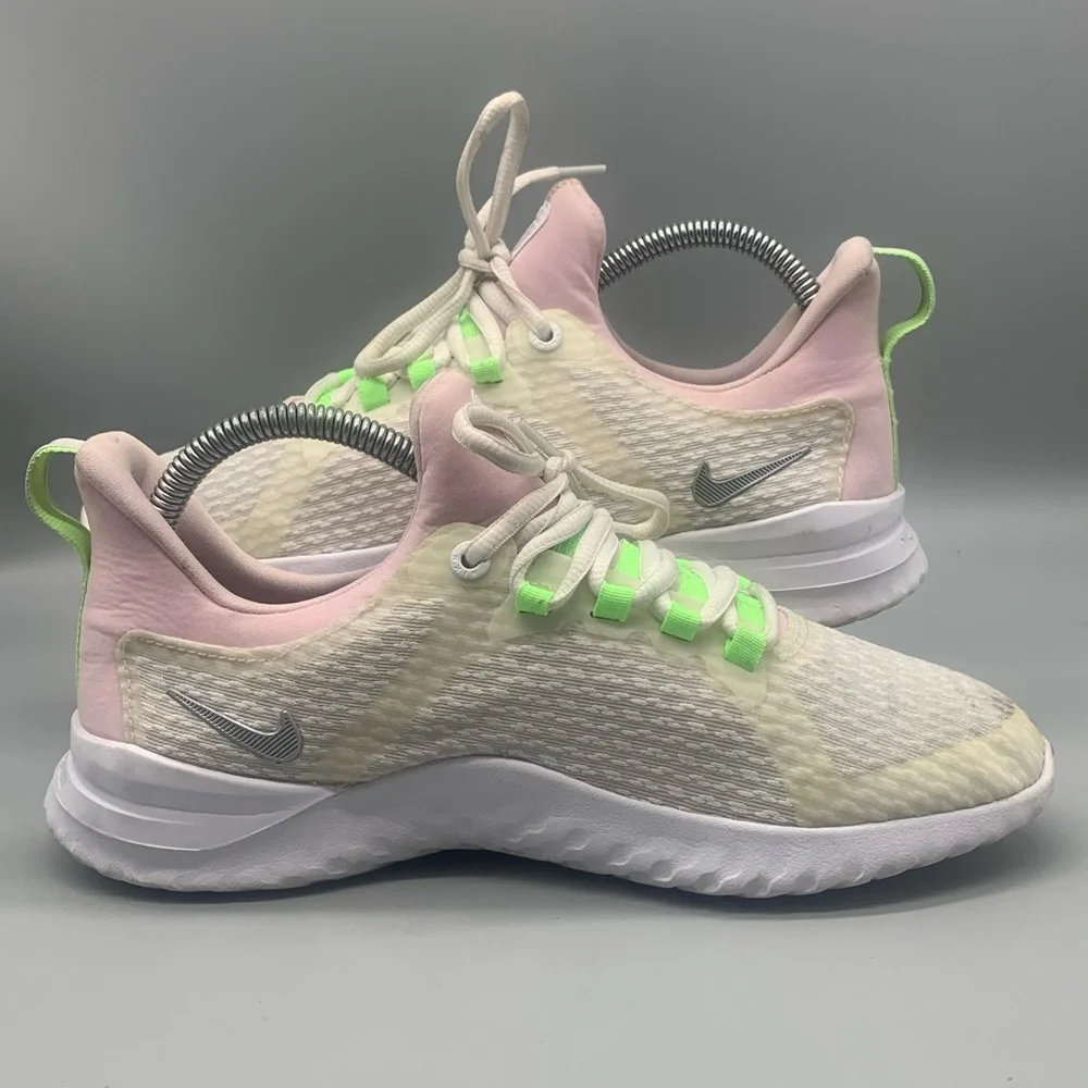 Nike Renew Rival Running Walk Shoe Lightweight White Pink Girls 6Y (7.5 Women)